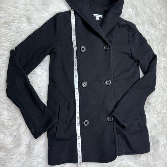 James Perse Double Breasted Pea Coat Hoodie Jacket Black Size 1 (Small) - Picture 3 of 8